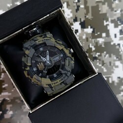 Часы наручные Patriot 005 Трезубец золото Camo Green Паракордовый ремешок Army Green + Коробка 