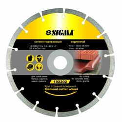 Коло відрізне алмазне сегментоване Ø110×1.8×22.2мм, 12000об/хв SIGMA (1922011)