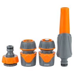 Набор для полива насадка-распылитель 2 режима 2 коннектора на шланг 1/2"+адаптер (ABS+TPR) FLORA 