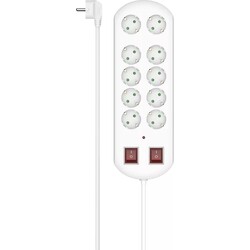 Подовжувач-фільтр мережевий HAMA 10хТип F, 3х1.5мм2, 16А, 2м, білий (00223163)