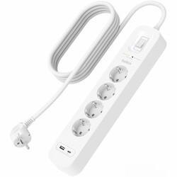 Подовжувач-фільтр мережевий Belkin 4хТип F, 3x1.5мм кв, 16А, USB-A/USB-C 18Вт, з захистом від перенапруги, 2м, білий