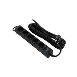 Подовжувач мережі 2E 5XSchuko з вимикачем, 3G*1.5мм2, 3м, black
