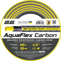 Шланг садовый 2E AquaFlex Carbon 1/2" 10м 4 слоя 20бар -10…+60°C (2E-GHE12GE10)