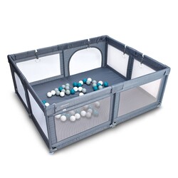 Манеж Playpark (с 48 шариками) BabyGO (серый) (7701)