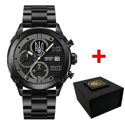 Часы наручные Awarder 016 Трезубец серебро Black-Black Steel (1202-0092)