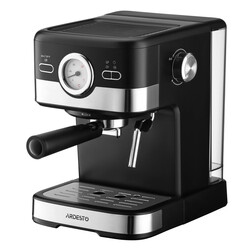 Кофеварка рожковая ARDESTO Steel Collection 1.5л, молотый, ручной капучинатор, черно-серебристый