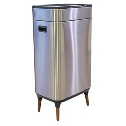 Мусорное ведро сенсорное 40 л прямоугольное на ножках серебряный металлик JAH (20255)