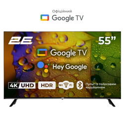 Телевізор 2E 55" LED 4K 60Hz Smart Google TV Black (2E-55A07K)