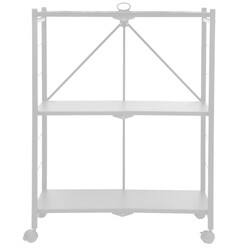 Стелаж на 3 поліці металевий складаний на колесах білий (20271)