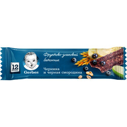 Gerber. Фруктово-злаковий батончик  з чорницею і чорною смородиною. 12+ м 25 г(130204)