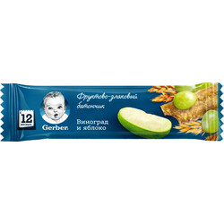 Gerber. Фруктово-злаковий батончик з виноградом і яблуком . 12+ м 25 г(130075)