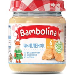 Bambolina. Пюре Цыпленок 6+ м,100 г (007047)