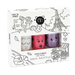 Nailmatic. Набор з трьох дитячих лаків для нігтів на водній основі POLLY - KITTY - PIGLOU (3760229891243