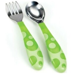Munchkin. Набір столових приладів : ложка+вилка, 12мес+ зелений(2900990720798)