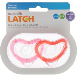 Munchkin. Пустушки силіконові від 0 місяців рожева і червона, 2 шт.(5019090116626)