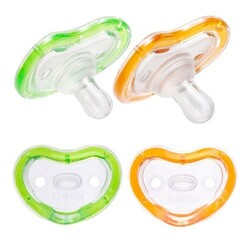 Munchkin. Пустышки силиконовые от 0 месяцев зелёная и оранжевая, 2 шт. (2900990720880)