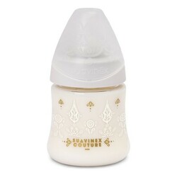 Suavinex. Бутылочка Couture круглая соска, медленный поток  Белая 150 мл (8426420045063)