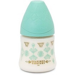 Suavinex. Бутылочка Couture круглая соска, медленный поток Зеленая 150 мл (8426420045018)