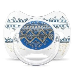 Suavinex. Пустушка з фізіологічною соскою "Couture", 18+ мес, темно-синя(8426420046039)