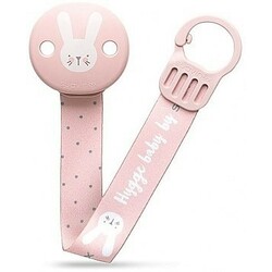 Suavinex. Кліпса для пустушки з атласною стрічкою "Hygge : Затишні історії", рожева(8426420068666)