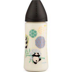 Suavinex. Бутылочка Истории Панды анатомическая соска быстрый поток, 270 мл, 0+ Черная (842642004335