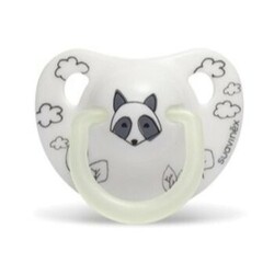 Suavinex. Пустышка анатомическая 0-6 месяцев ночная Енотик, ночная Серая (8426420049375)