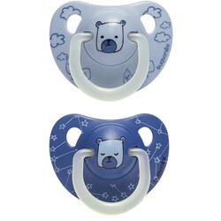 Suavinex. Набір пустушок анатомічних Ведмедик 6-18 місяців нічна Синій 2 шт(8426420049542)