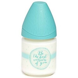 Suavinex. Пляшка Сенс життя стекло 120 мл 3-х позиційна соска Бірюзова   (8426420038713)