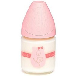 Suavinex. Пляшка Сенс життя стекло 120 мл 3-х позиційна соска Рожева(8426420038669)