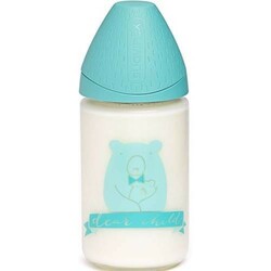 Suavinex. Пляшка Сенс життя стекло 240 мл 3-х позиційна соска Бірюзова(8426420038515)