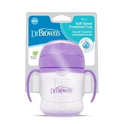 Dr. Brown's. Чашка-поїльник з м'яким носиком і ручками, 6+ місяців, колір фіолетовий, 180 мл (TC61001