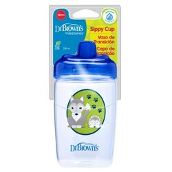 Dr. Brown's.Чашка-поїльник з твердим носиком "Вовк", колір блакитний, 12+ міс., 350 мл(TC21013 - INTL)
