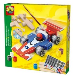 Ses. Набор для творчества Гоночный автомобиль (деревянный конструктор, краски, кисть, клей, наклейки