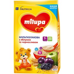 Milupa. Каша молочна Мультизлакова з яблуком і чорносливом   (7 m+) 210г    (5900852044229)