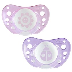 Chicco . Пустушка Physio Air, силікон, 0-6 м, 2шт дівчинка(8058664109654)